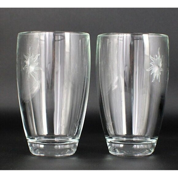 La Rochere France Embossed 3D Sun Accent 14 Oz Tumbler Glasses Set of 2 - Picture 5 of 6